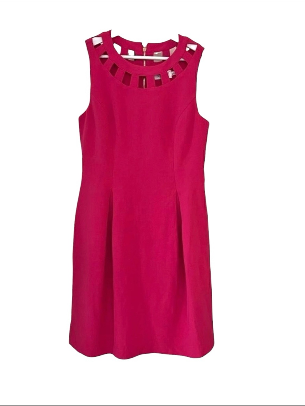 ELIZA J Dress Pink Cut Out Neck Gold Exposed Back Zipper NWT